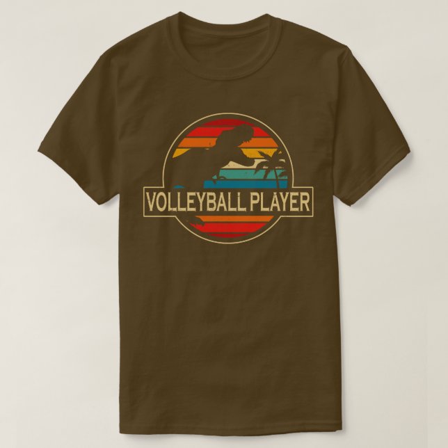 Volleyball Player Dinosaur T-Shirt (Design Front)
