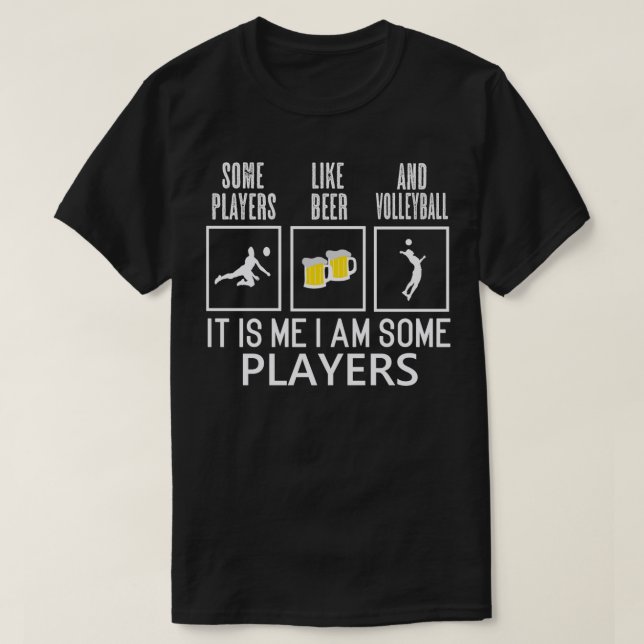 Volleyball Player drink beer Volleyball Funny Gift T-Shirt (Design Front)