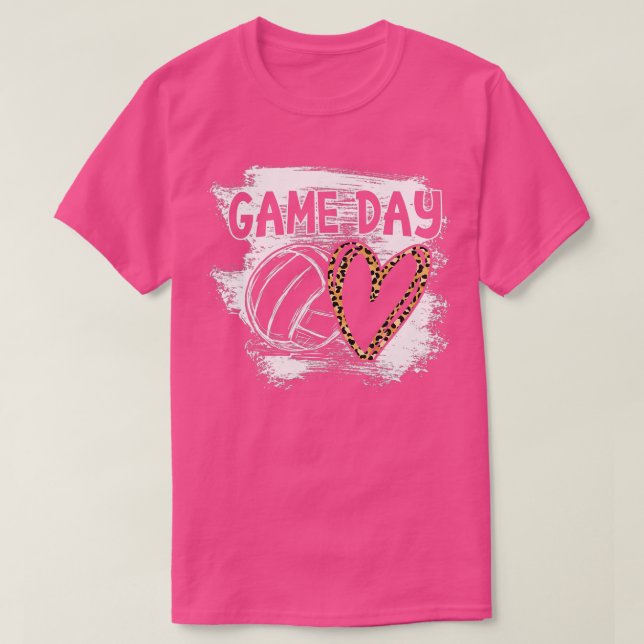Volleyball Player Game Day Leopard Cheetah Volleyb T-Shirt (Design Front)