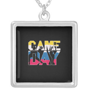 Volleyball Player Game Day Volleyball Silver Plated Necklace