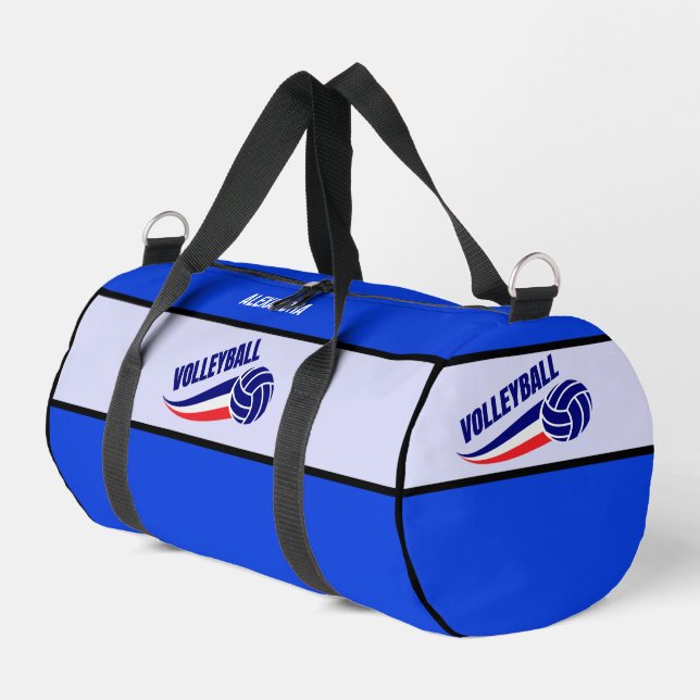 Volleyball Player Girl, Birthday, France Flag Duffle Bag (Left Corner)