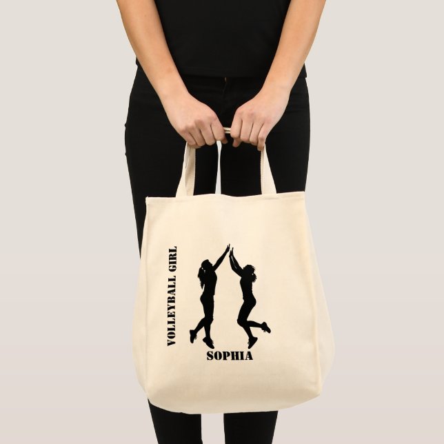 Volleyball Player Girl, Girl  Team Birthday Tote Bag (Front (Product))