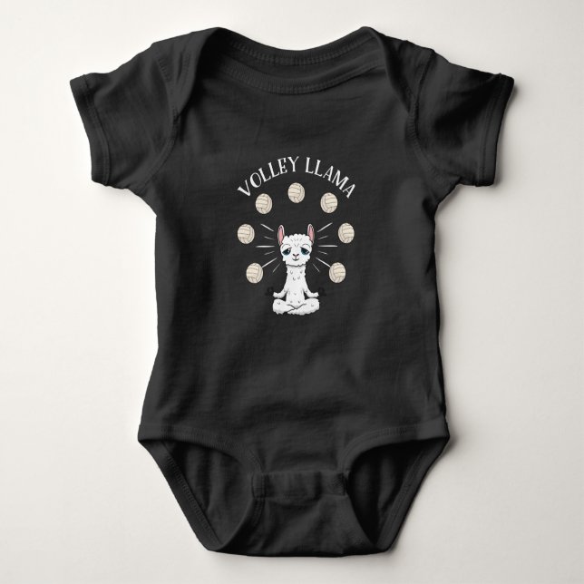 Volleyball Player Girl Llama Lover Daughter Baby Bodysuit (Front)