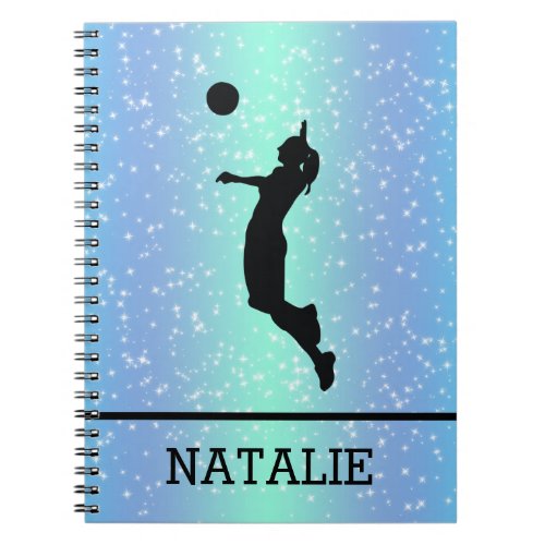 Volleyball Player Girl Sparkle Custom Name Notebook