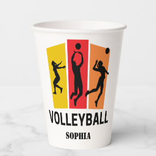 Volleyball Player Girl, Volleyball Girl Birthday Paper Cups