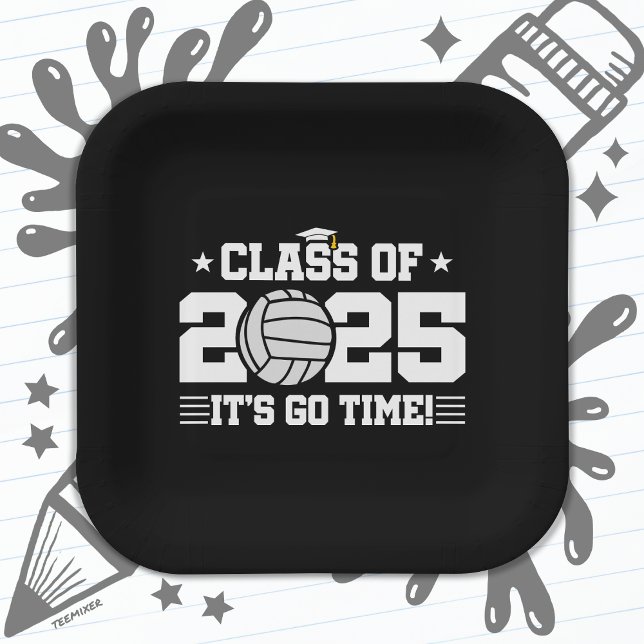 Volleyball Player Graduation Class of 2025 Senior Paper Plates (Creator Uploaded)
