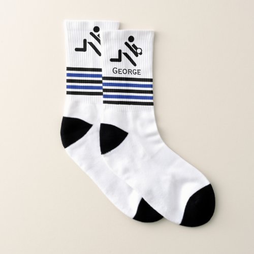 Volleyball player icon black and blue stripes socks
