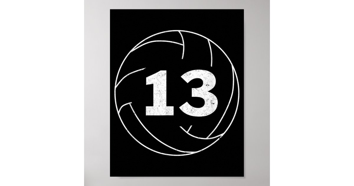Volleyball Player Jersey Number Thirteen Graphic Poster Zazzle