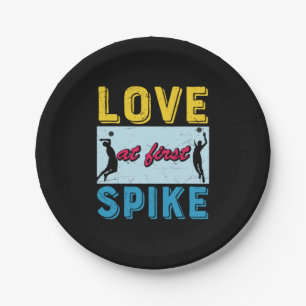 Volleyball Player Love At First Spike Paper Plates