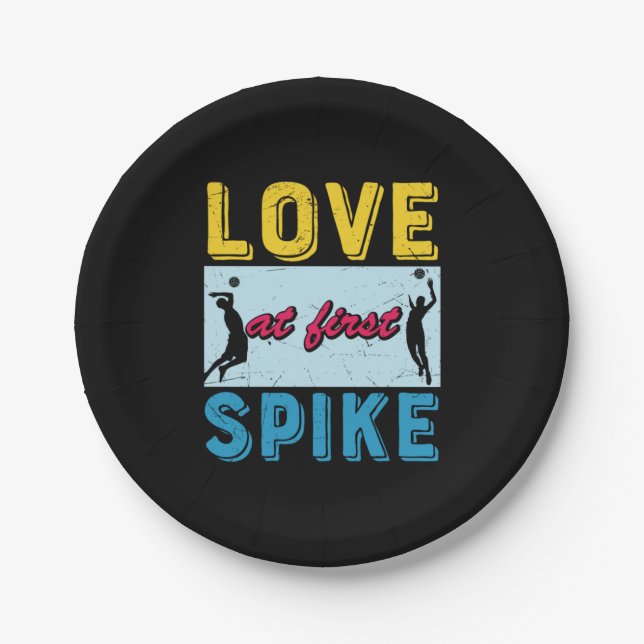 Volleyball Player | Love At First Spike Paper Plates (Front)