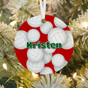 volleyball player name keepsake metal ornament