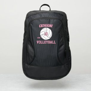 Volleyball player name number club rose pink/white port authority® backpack