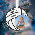 Volleyball Player Name Number Photo Keepsake Ornament<br><div class="desc">This design features a volleyball background with space for a name, number and photo. Click the customize button for more flexibility in adjusting the text! Variations of this design as well as coordinating products are available in our shop, zazzle.com/store/doodlelulu. Contact us if you need this design applied to a specific...</div>