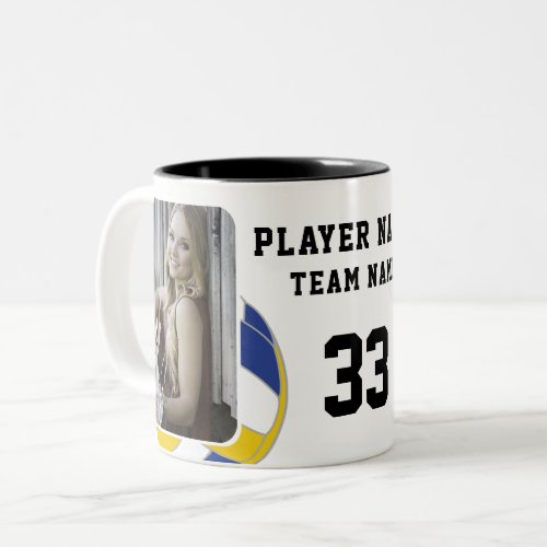 Volleyball Player Name Number Team 2 Photos Two_Tone Coffee Mug