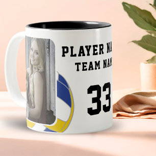 Volleyball Player Name Number Team 2 Photos Two-Tone Coffee Mug