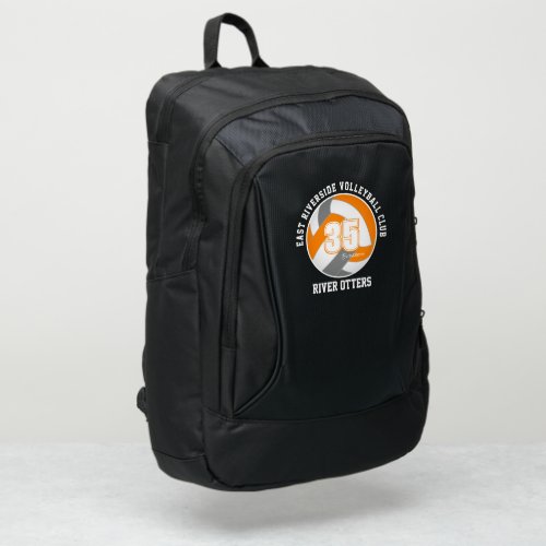 volleyball player name orange gray team colors port authority backpack