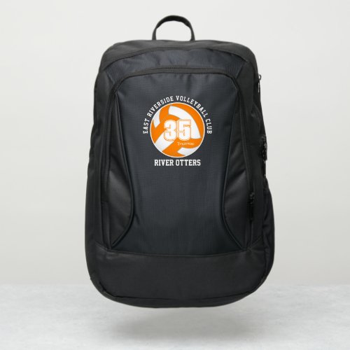 volleyball player name orange white team colors port authority backpack