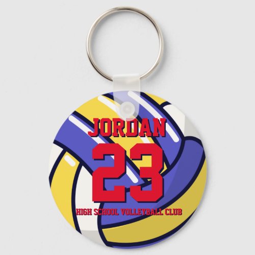 Volleyball Player Number School Sports Team Keychain