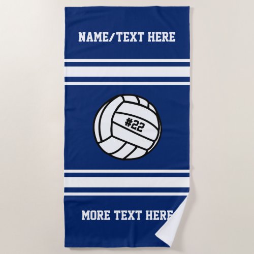 Volleyball Player Number Team Name Your Team Color Beach Towel