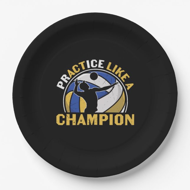 Volleyball Player | Practice Like A Champion Paper Plates (Front)