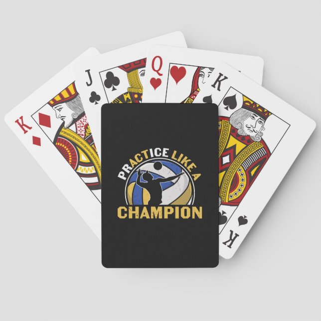 Volleyball Player | Practice Like A Champion Poker Cards (Back)