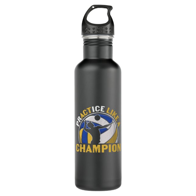 Volleyball Player | Practice Like A Champion Stainless Steel Water Bottle (Front)