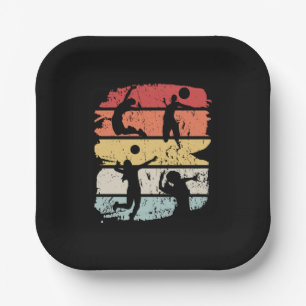 Volleyball Player Retro Paper Plates