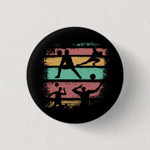 Volleyball Player Retro Vintage Button
