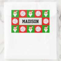 Volleyball and Santa Clause Red & Green Christmas Wrapping Paper, Zazzle