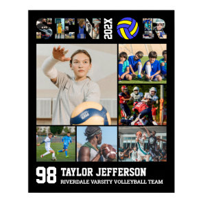 Volleyball Player Senior Sports Team Photo Collage Poster