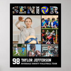 Volleyball Player Senior Sports Team Photo Collage Poster