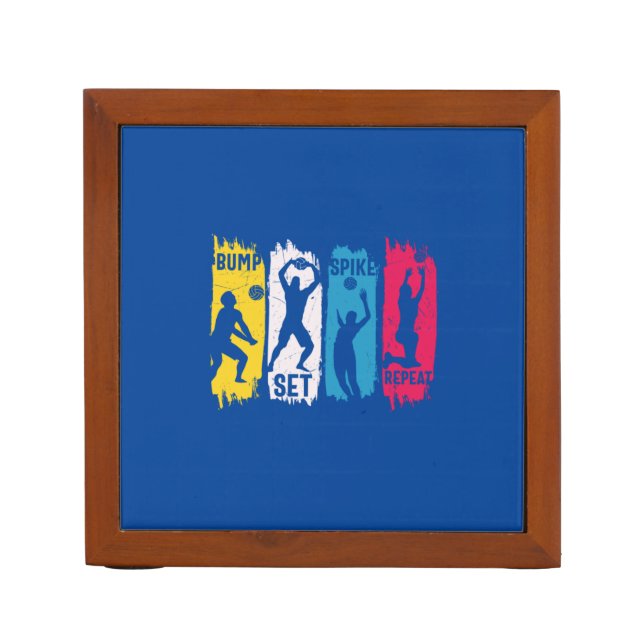 Volleyball Player | Set Spike Repeat Desk Organizer (Front)