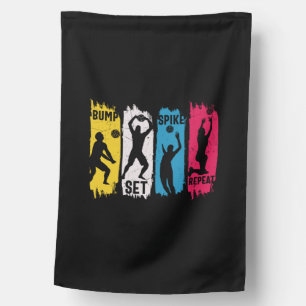 Volleyball Player Set Spike Repeat House Flag