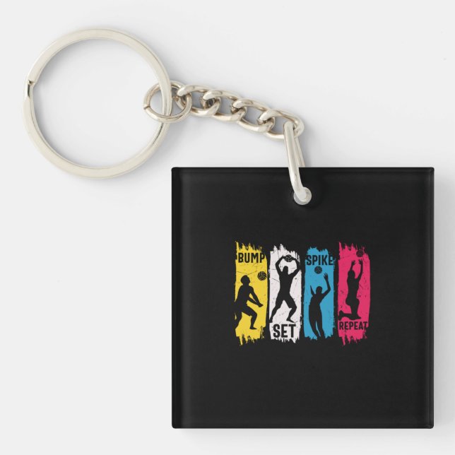 Volleyball Player | Set Spike Repeat Keychain (Front)