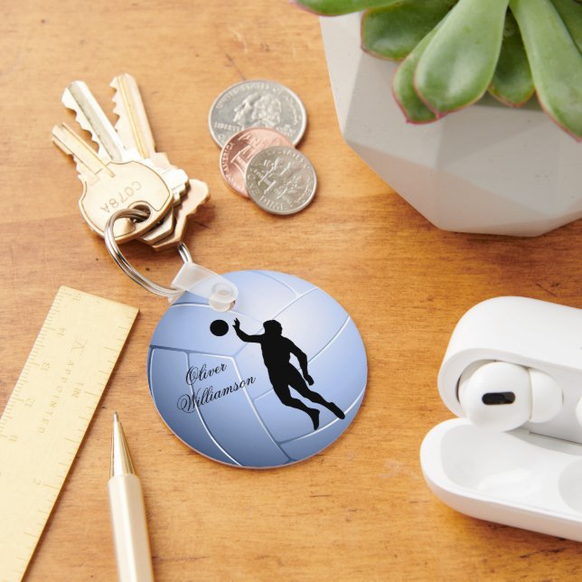 Volleyball Player Silhouette and Ball personalize Keychain (Desk)
