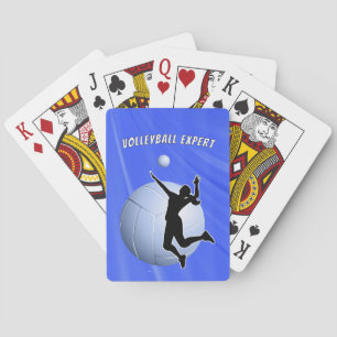Volleyball Player Silhouette and Ball personalize Poker Cards