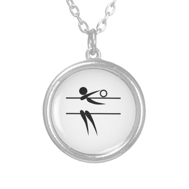 Volleyball Player Silver Plated Necklace (Front)