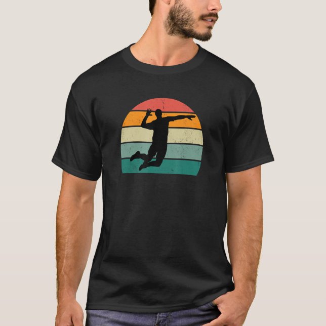 Volleyball player smash serve block net team club  T-Shirt (Front)