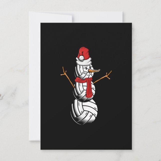 Volleyball Player Snowman Merry Xmas Christmas Day Invitation (Front)