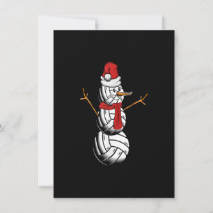 Volleyball Player Snowman Merry Xmas Christmas Day Invitation