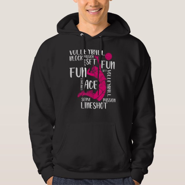 Volleyball Player Spike Hoodie (Front)