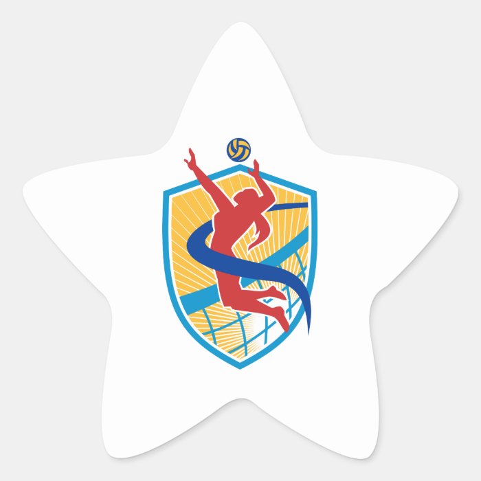 Volleyball Player Spiking Ball Shield Sticker