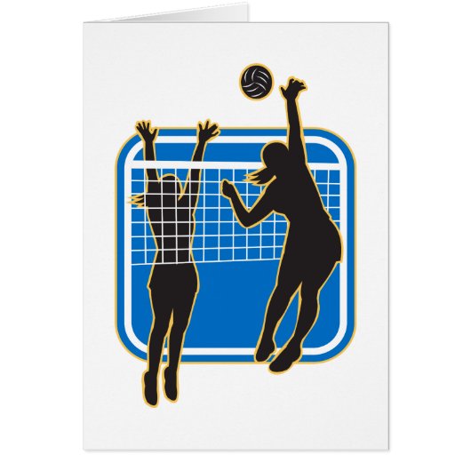 Volleyball Player Spiking Blocking Ball Indoor Cards (Front)