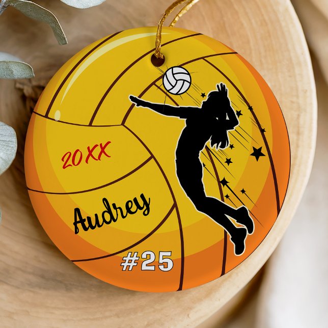 volleyball player sports girl athlete custom ceramic ornament (Creator Uploaded)