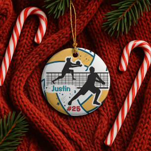 volleyball player sports team boy athlete custom ceramic ornament
