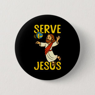 Volleyball Player Team Jesus Serve Jesus Button