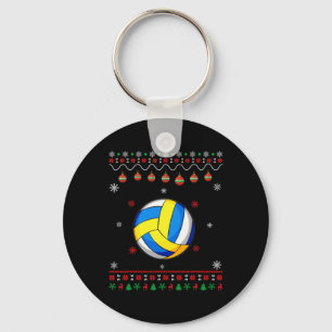 Volleyball Player Ugly Xmas Design Matching Ugly C Keychain