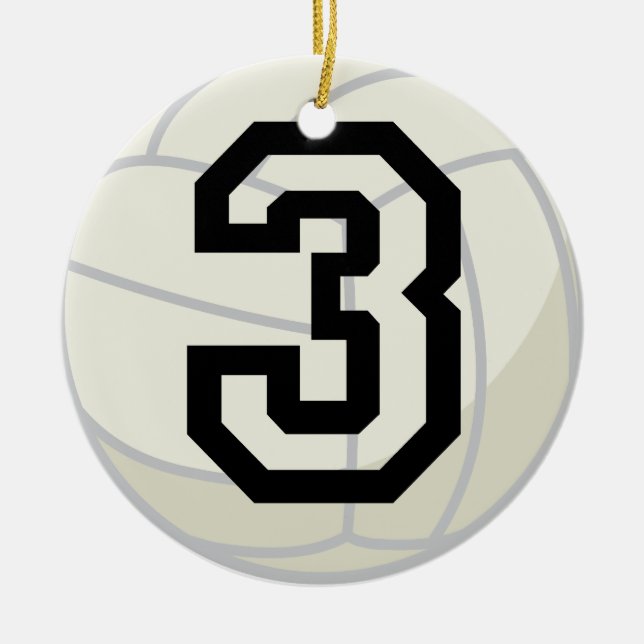 Volleyball Player Uniform Number 3 Ornament (Front)