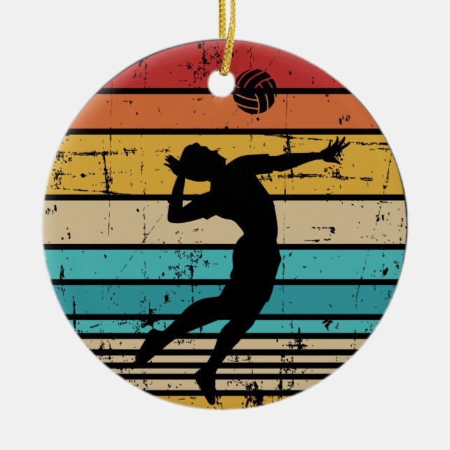 Volleyball player vintage retro ceramic ornament (Front)