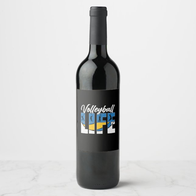 Volleyball Player | Volleyball Life Wine Label (Front)